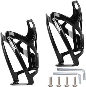 SPEEDCYC Bike Water Bottle Holder Ultra-Light Bicycle Bottle Cage with Screws Tool, Universal Cycling Cup Holder for MTB, Mountain Bikes,Black 2 Pack