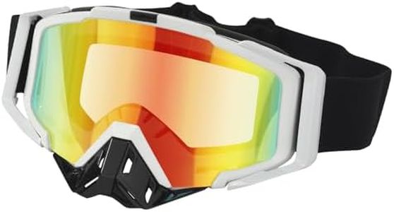 HNJOKE Motorcycle Goggles Riding Goggles ATV for Adults Men, Ski Windproof Glasses, White Frame Color Lens