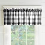 Elrene Home Fashions Farmhouse Living Buffalo-Check Valance, Bathroom or Kitchen Valance for Windows, 60" x 15" (1 Valance), Black/White