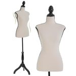 Female Mannequin,Dress Form Torso Manikin with Wooden Tripod Stand, 60-67 Inch Height Adjustable Female Dress Model for Sewing Clothes Jewelry Display (Cream)