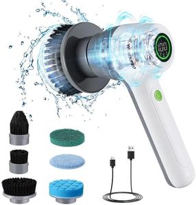 WORKPRO Electric Cleaning Brush, Handheld Spin Scrubber with LED Display, 3 Speeds Power Scrubber with 6 Replaceable Brush Heads, Spin Brush for Cleaning Kitchen, Bathroom, Bathtub, Tile, and Floor
