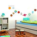 Rawpockets 'Solar System Cartoons ' Wall Stickers for Kids Room,Schools,Nursery Etc (PVC Vinyl,Multicolour) (Solar System with Name, 2)