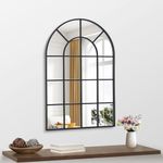 NIMURY Arched Mirror, 20x30 inch Arch Window Mirror, Black Frame Window Pane Mirror Wall Decor, Wall Mounted Mirror Decorative for Living Room Bedroom Entryway Hanging or Leaning Against Wall