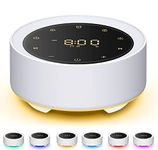 White Noise Machine with Alarm Clock, Sound Machine for Sleeping Baby Adults, 7 Color Night Lights, 20 Soothing Sounds, Plug in, 5 Timers and Memory Function