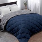 AYKA Reversible Comforter 220 GSM Microfiber Reversible AC Comforter/Blanket for Winter/Quilt/Duvets for King Size Double Bed Comforter (90 * 100, Navyblue & Grey)