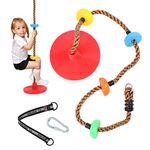 SILVER VALLEY Premium Kids Swing Climbing Rope With 4 Plastic Knots and Disc Swing Seat Ideal for Tree Houses and Climbing Frames