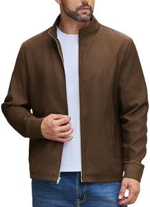 COOFANDY Men Collared Casual Jackets Light Full Zip Jacket Brown Spring Golf Jackets with Slant Hand Pockets