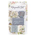 Christian Art Gifts Inspirational Refrigerator Scripture Magnet for Women with Bible Verse: Grace Upon Grace - John 1:16 Charcoal Gray Floral-Themed Fridge Magnet, Home & Kitchen Decorations, Set of 5