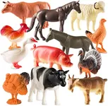 Bedwina Farm Animal Toys - Pack of 12 - Plastic Farm Animals for Kids, Realistic 3-5 Inch Ranch / Barnyard Animal Toy Figures Styles Include Sheep, Horse, Goat, Duck, Chicken, Turkey, Cow, Pig