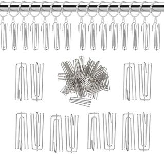 Urbanred 30 Pcs Pinch Pleat Curtain Hooks for Drapes, 4 Prongs Stainless Steel Pleated Tape Curtain Drapery Hooks/Clips/Pin/Clamp, Traverse Pleater Curtain Hanger, Curtain Pin Hooks