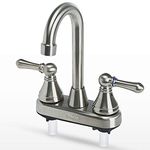 OYMOV RV Kitchen Bathroom Bar Sink Faucet - RV Parts Replacement Non-Metallic Widespread 4 Inch 2 Handles Faucets for RVs, Fifth Wheels, Motorhomes, Travel Trailers, Campers - Brushed Nickel