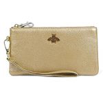 imeetu Women's Wristlet Clutch Purse Leather Cell Phone Wallet Handbag with Wrist Strap, Gold