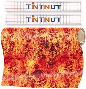 Tintnut Flame Permanent Vinyl Roll - 12 inch x 5ft, Permanent Adhesive Vinyl Roll, Burning Fire Pattern Self Sticker Water Proof for Smooth Surface Item