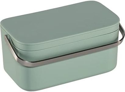 Brabantia Food Waste Caddy (0.48 Gal/Jade Green) Kitchen Leftovers Can with Stay-Open Lid & Stainless Steel Handle for Composting