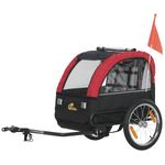 Qaba Bike Trailer for Kids, Baby Bicycle Trailer with 16" Rubber Wheels, 5-Point Harness, Storage Pocket, Waterproof Cover, Safety Flag, Reflectors, for 18+ Months, Red