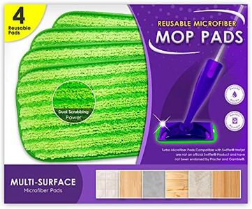 Turbo Microfiber Reusable Mop Pads, 4-Pack, Swiffer Wet Jet Compatible