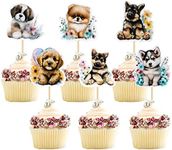 Gyufise 36Pcs Pet Dog Cupcake Toppers Cartoon Dog Cupcake Picks Puppy Cake Topper Decorations for Pet Theme Baby Shower Dog Kids Birthday Party Cake Decorations Supplies