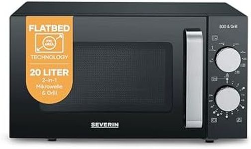 Severin 2-in-1 Mikrowelle mit Grill, 2 Ebenen, flacher Glasboden (Flatbed) statt Drehteller mit XXL-Nutzfläche für eckiges Geschirr, leichte Reinigung, Mikrowellengerät, 20L, schwarz, MW 7762