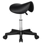 Yaheetech Swivel Saddle Stool Salon Beauty Stool PU Leather Hairdresser Stools with Wheels for Spa Salon Manicure Tattoo