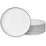 Gibson Home Oslo 8-Piece Porcelain Chip and Scratch Resistant Dinner Plate Set - White w/Black Rim