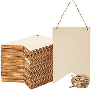 48 Pack Unfinished Blank Wood Signs for DIY Crafts, Painting, and Engraving Wall Decorations (6 x 4 in)