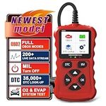 Auto OBD2 Scanner Code Reader, OBDII Automatic Diagnostic Tool for Car Code Reader OBD EOBD Diagnostic Error Memory Reading Error Reader for All OBD II Protocol Cars, Bright Red