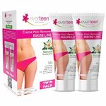 everteen 50g+50g Natural Bikini Line Hair Remover Creme for Women – 1 Twin Pack