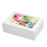 SUPERFA 20 Pack 6 Hole Cupcake Boxes, White Cupcake Container 6 Hole with Window for Carrying Displaying Cupcake