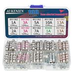 AUKENIEN Fuses Assorted Household UK 8 Values 100 Pcs BS1362 1A 2A 3A 5A 7A 10A 13A 240V 6.3x25 MM BS646 1A 5x20MM 1 2 3 5 7 10 13 Amp BS Ceramic Fuse Pack Mixed Assortment Kit for Mains Shaver Plug