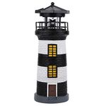 Ruiqas Lighthouse Light Solar LED Garden Lighthouse Outdoor Yard Decoration for Garden Fence Yard Outdoor Decoration (Black and White)