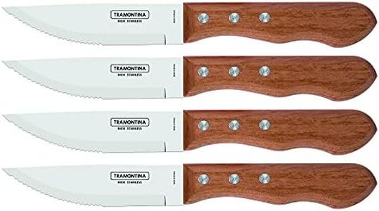 Tramontina 5” Jumbo Steak Knives Set of 4, Sharp Knife with Wooden Handle, ‎Camping, Kitchen, Rustic, 22399079