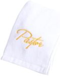 Swanson Christian Products Embroidered Hand Towels - 'Pastor' - Gifts for Pastor, Clergy, & Ministers - Pastor Towel - Hand Towel with Gold Lettering (COTTON, WHITE)