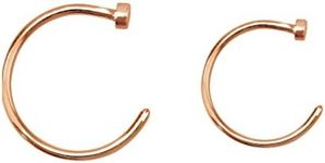 FIFTH CUE Rose Gold Flat Disc Nose Hoop 316L Surgical Steel Ring (20G - 8mm & 10mm (Both Sizes))