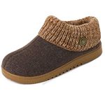 FamilyFairy Women's Cotton Knitted with Elastic Rib Memory Foam Slippers Indoor Outdoor House Slipper Boots (Medium/7-8, Coffee)