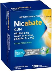 Nicabate, Quit Smoking Gum, Regular Strength 2mg Nicotine Chewing Gum, Extra Fresh Mint, 100 Pack