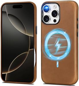 SHIELDON Lederhülle für iPhone 16 Pro Max, Handyhülle [Crazy Horse Leder] [Magnetisc Kabelloses Laden] Schutzhülle Kompatibel mit iPhone 16 Pro Max 5G 6,9" 2024 Braun
