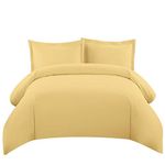 Solid Gold Queen Size Duvet Cover Set with Matching Bed Skirt and Pillow Shams 550 Thread Count 100% Egyptian Cotton