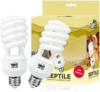 LUCKY HERP 2 Pack UVA UVB Reptile Light, 23W 10.0 UVB Bulb for Desert Reptiles, Compact Fluorescent Terrarium Lamp, Reptile UVB Bulb for Bearded Dragon, Lizard, Tortoise