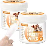 Kopmath Ear Cleaner Finger Wipes for Dogs & Cats, Gently Clean Earwax & Dirt, Soothe Ear Itching, Easy to Use, Natural Pet Ear Wipe for Dog, Unscented, 100 Disposable Count