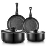 FOHERE Pots and Pans Set Nonstick, 8 Piece, with 2 Detachable Handles and 2 Lids, Induction Kitchen Cookware Set for All Stoves, Oven Safe, Saucepan and Frying Pan, RV Cookware, Aluminum