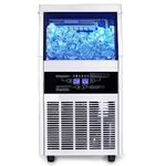 Zomagas Ice Maker, Commercial Ice Maker Machine 110-120LBS/24H with 18LBS Storage Bin, Freestanding/Under Counter Ice Machine for Home/Party/Bar/Restaurant,Include Water Filter, Scoop, Connection Hose