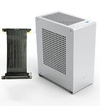 ZZEW A1P Mini-ITX Case, Micro ITX PC Case, Mini Computer Case in Silver Color, Full Aluminum Small Gaming Case with 3.0 Dual Reverse PCI Riser Cable