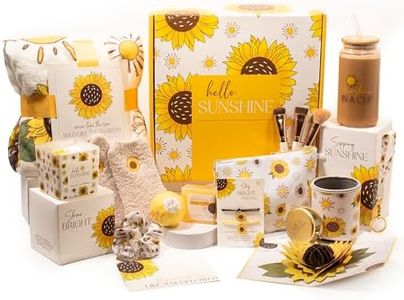 The Love Crate Co Sunflower Gifts for Women, 15pc Custom Gift Box for Women. Get Well Soon Gift Baskets for Women, You Are My Sunshine Gifts, Care Package For Women Thinking of You, Wellness Gifts.