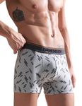 DAMENSCH Deo-Cotton Men's Anti-Bacterial Moisture-Free Cotton Printed Trunks-Stroke Grey-Pack of 1-Large