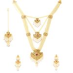 Yellow Chimes Jewellery Set for Women and Girls Traditional White Beads Necklace Set for Women | Gold Plated Beads Necklace Set | Birthday Gift for girls and women Anniversary Gift for Wife