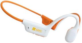 AGM MotionBuds Running Headphones, Open-Ear Sport Headphones with Buit-in Voice Assistant, Bluetooth 5.4, IP68 Waterproof, 12H Playtime for Sport & Daily Use, USB-C Fast Charge, White-Orange