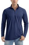 TACVASEN UV Protection Shirt Men Sports Running Tops Long Sleeve T-Shirt UPF 50+ Sun Protection 1/4 Tops Gym Shirts Navy