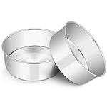 Homikit 8 x 3-Inch Deep Cake Tin Set of 2, Stainless Steel Cake Mould Round Cake Pan for Baking, Layer Cakes for Birthday/Christmas/Wedding, One Piece Design, Mirror Finished & Dishwasher Safe