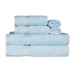 Superior Collection Long-Staple Combed Cotton 6-Piece Towel Set, Light Blue