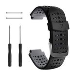 NotoCity Compatible with Foerunner 235 Strap Sport Silicone Watch Strap for Forerunner 230/220/ 235/620/630/735XT Smartwatch(black-gray)